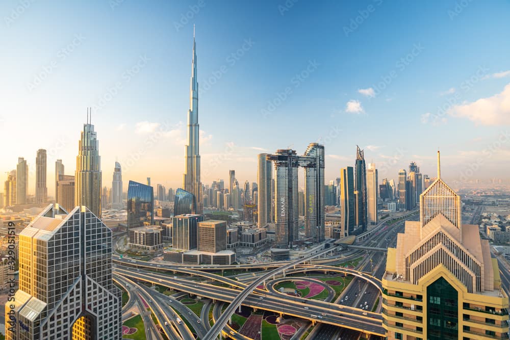 Dubai Mainland skyline with Burj Khalifa